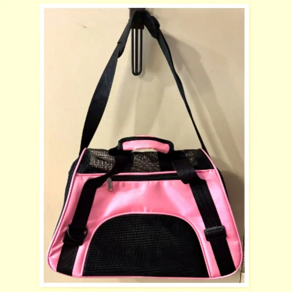 Pink/Black Soft-Sided Pet Carrier